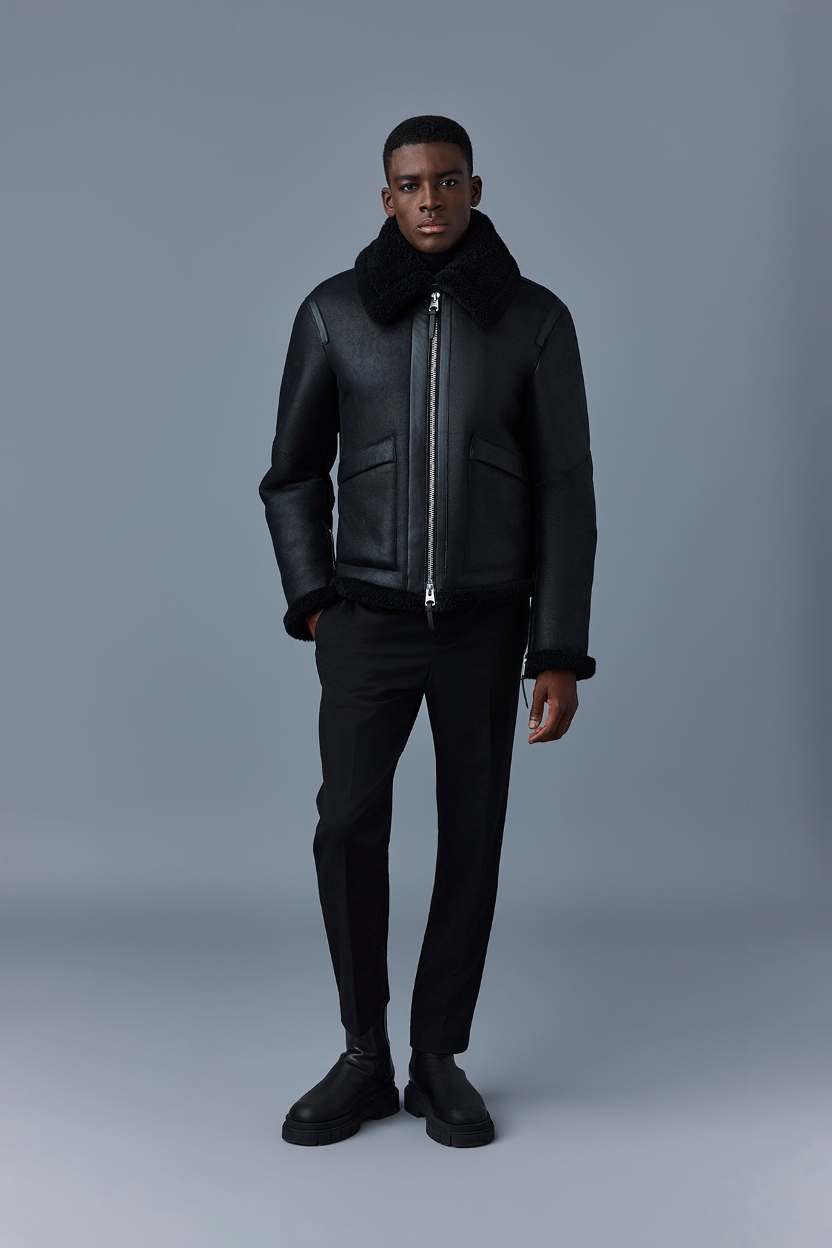 【中古美品】Castelli Radiation123 Jacketブラック Kristian, Sheepskin jacket with spread collar for men | Mackage® EU