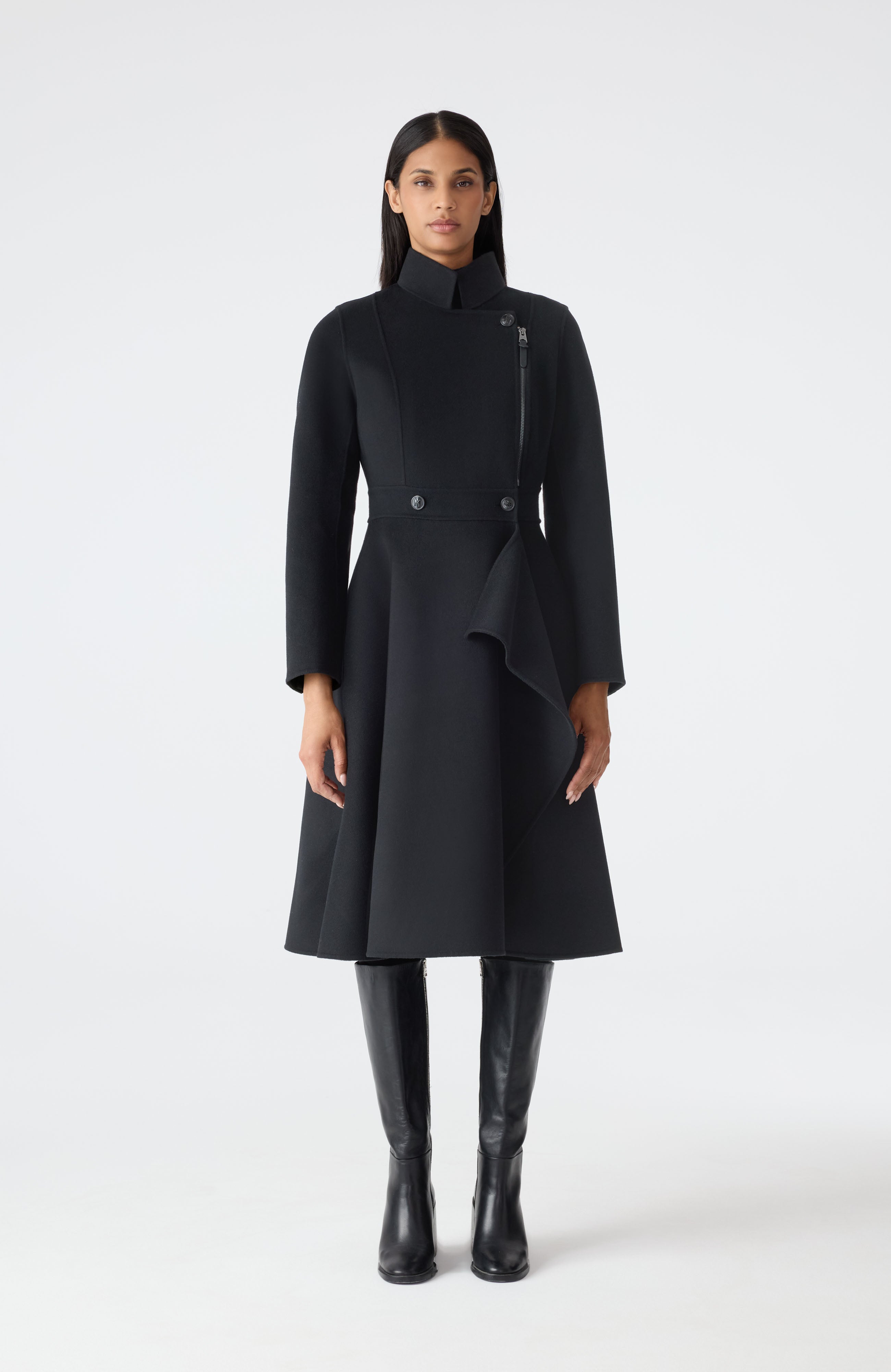ANNIA Asymmetrical Wool Coat for Women | Mackage® EU