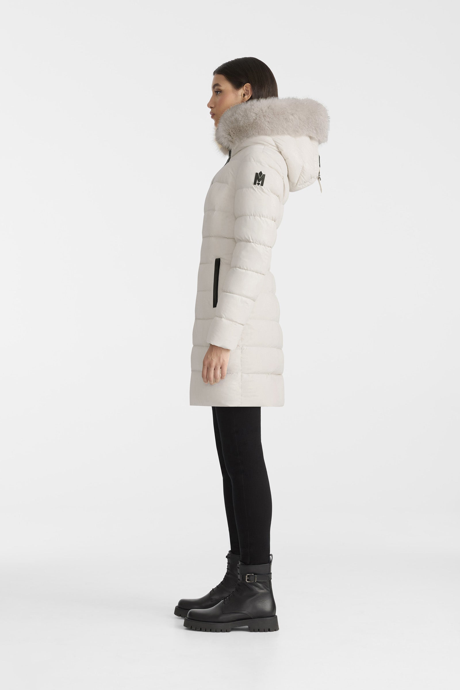 CALLA-BX stretch light Down coat - blue fur collar for Women