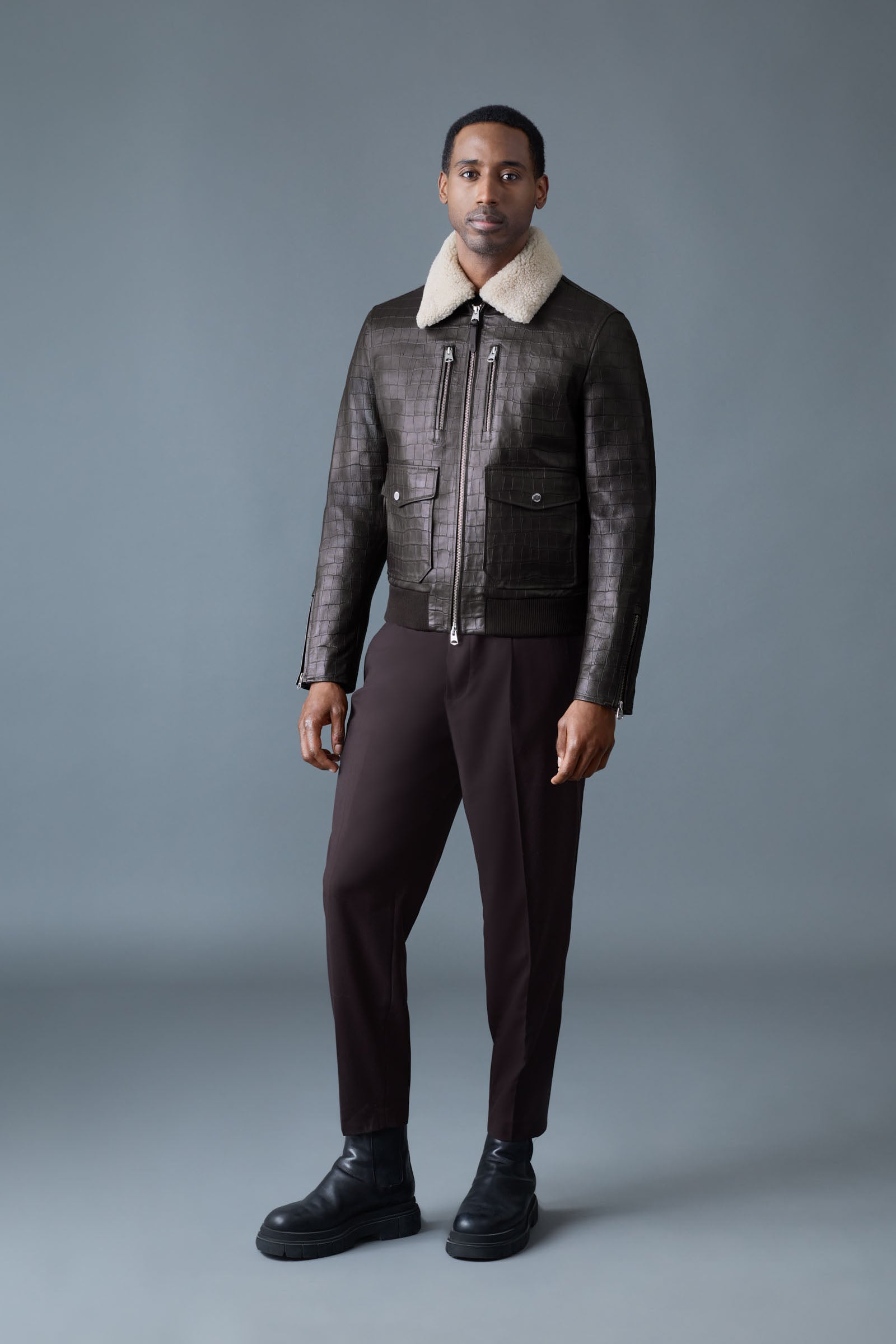 CHANCE-NV Croc-Embossed Leather Jacket for Men | Mackage® EU