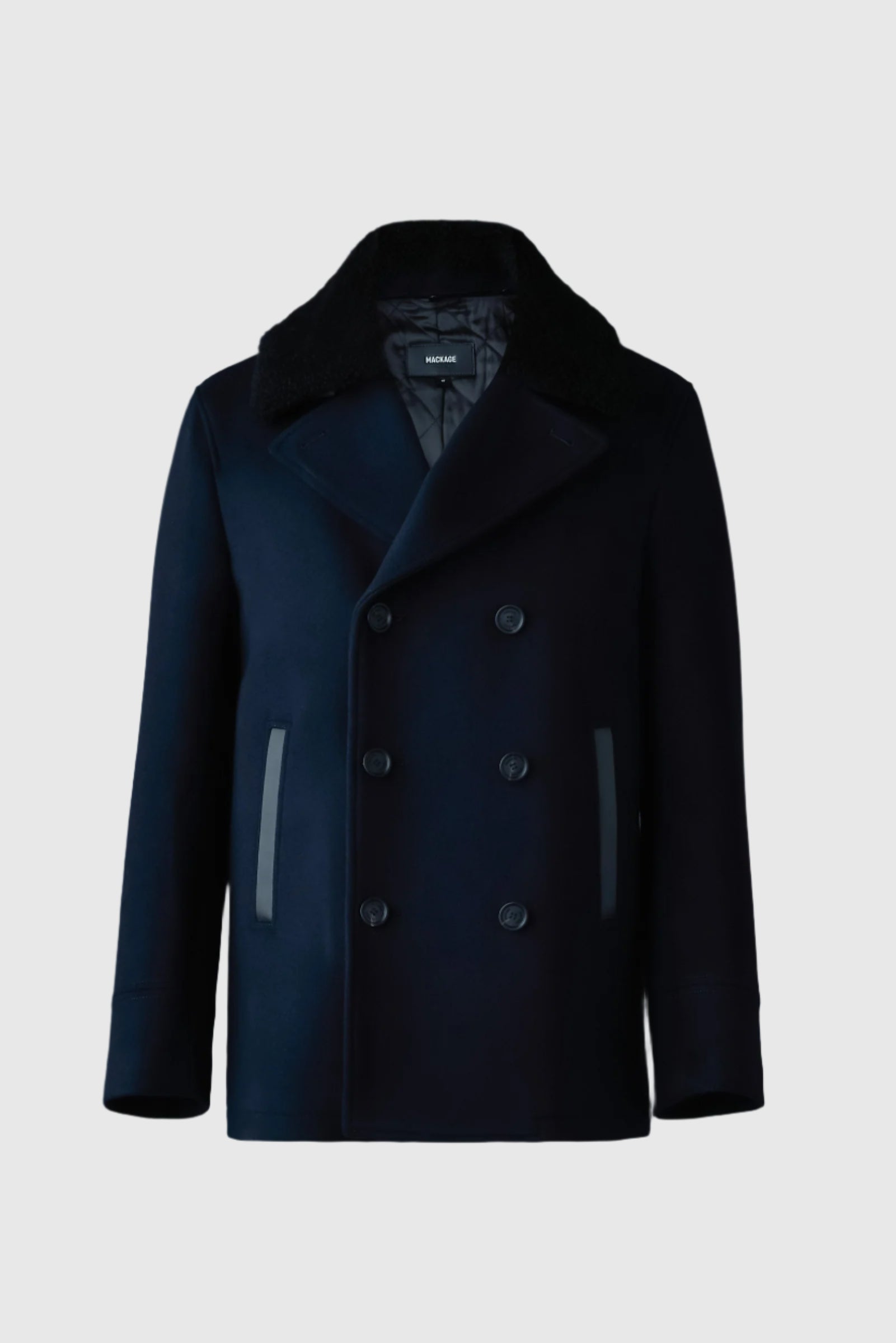 Cole, wool double-breasted jacket with shearling collar | Mackage® EU