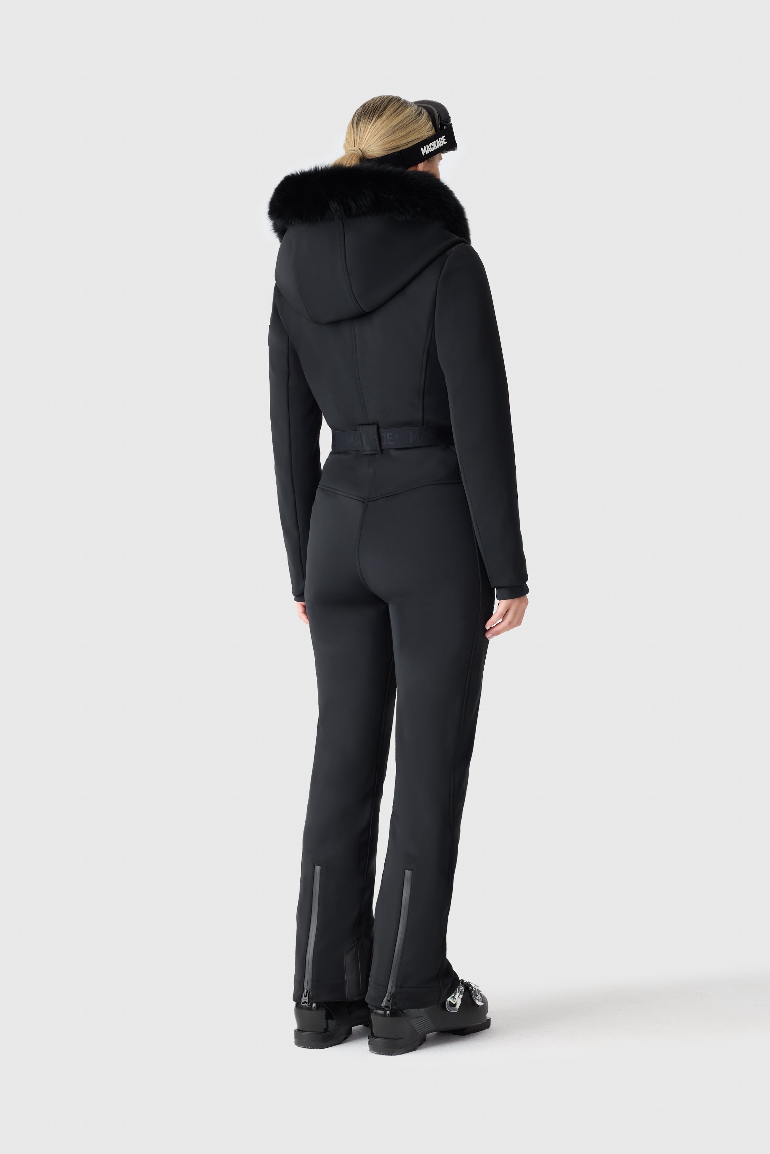 ELLE-ZR Bonded Fleece Ski Suit - removable Fur Hood for Women