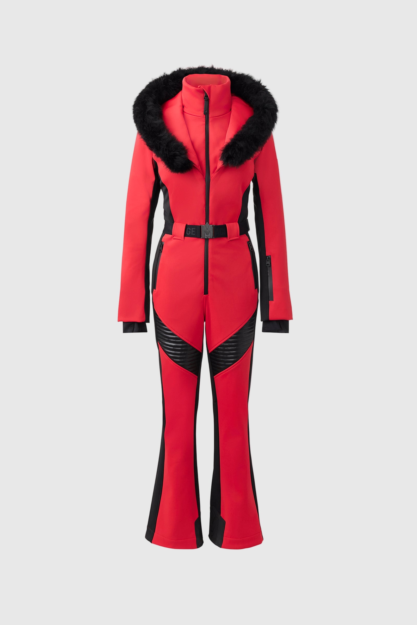 ELLE-ZR Bonded Fleece Ski Suit - removable Fur Hood for Women