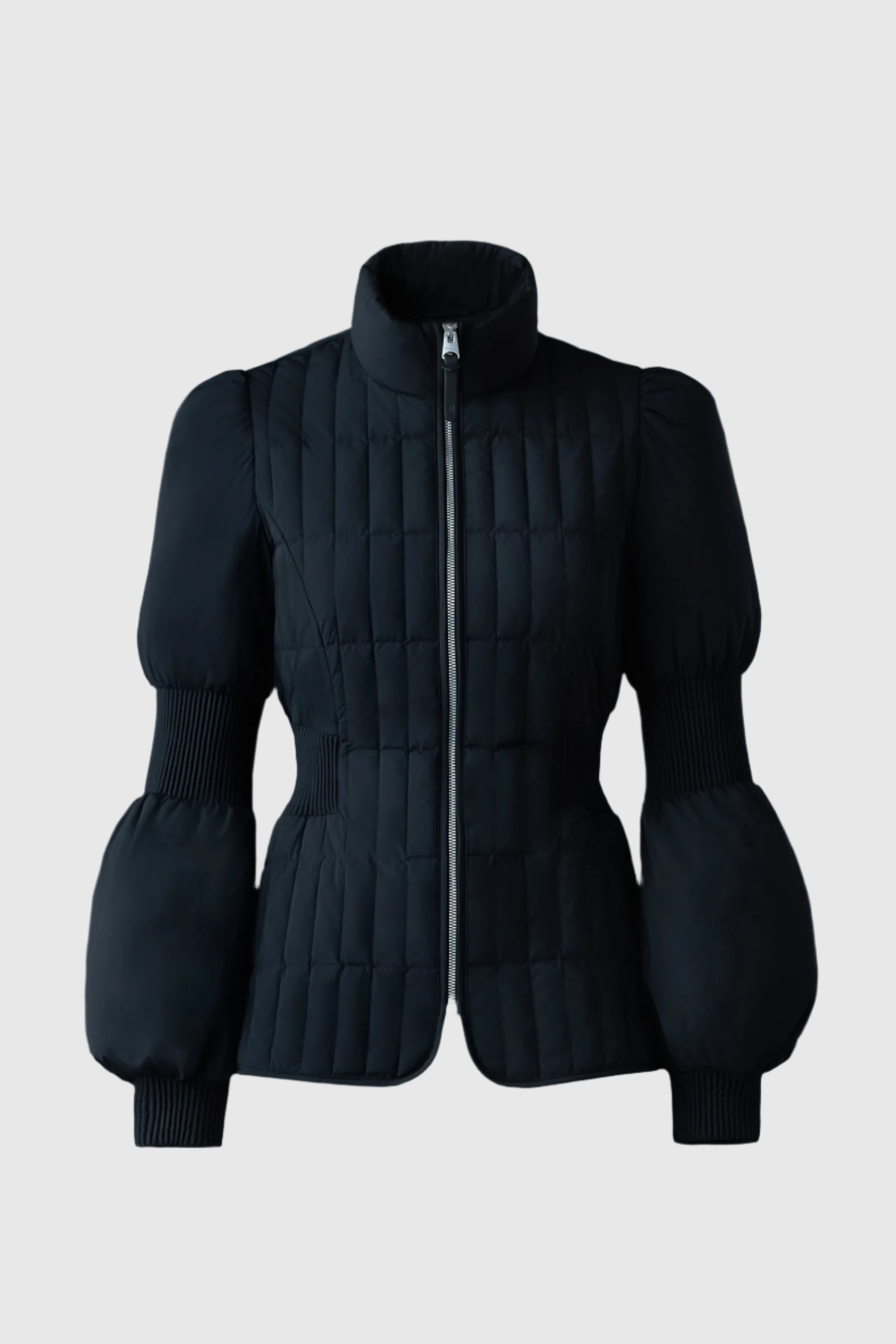 Felicia, light down vertical quilted jacket smocked at waist