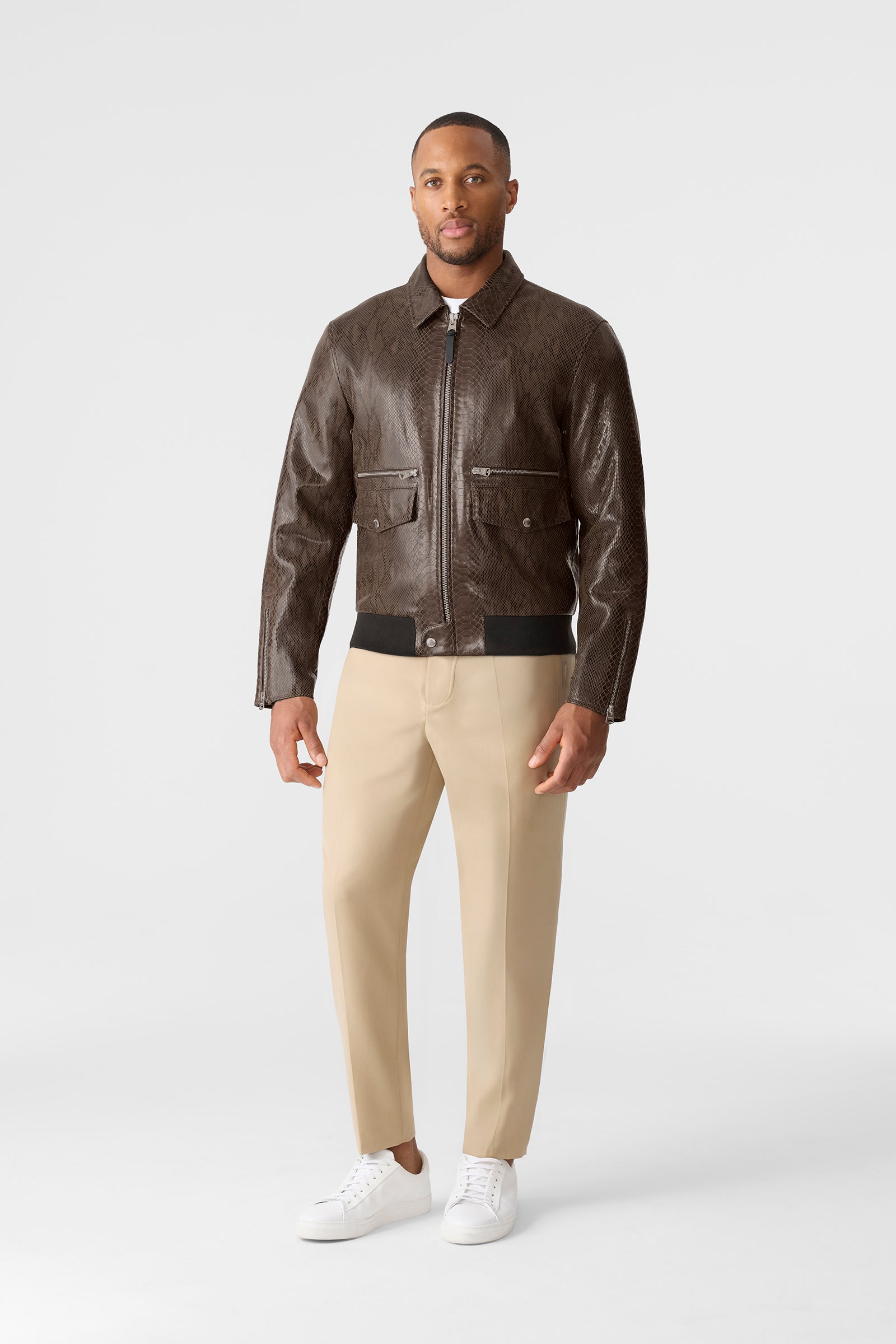 ジャケット・アウター EGO TRIPPING CARRIER LEATHER JACKET JAKARI-SNK Snake Pattern Leather Jacket for Men | Mackage® EU