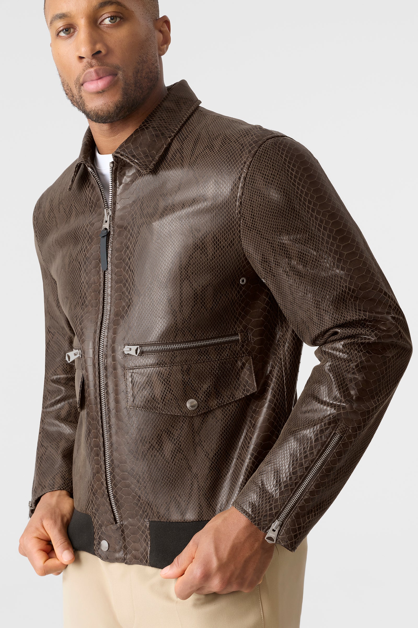 JAKARI-SNK Snake Pattern Leather Jacket for Men | Mackage® EU