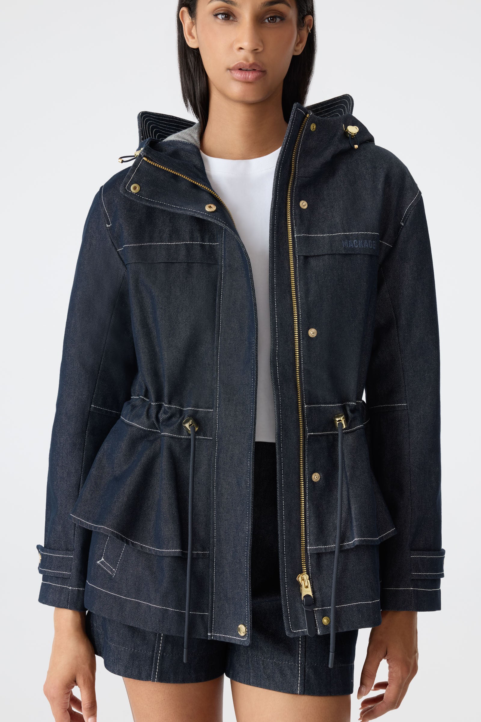 KAORI-DNM Hybrid Jacket with Peplum Detail for Women | Mackage EU