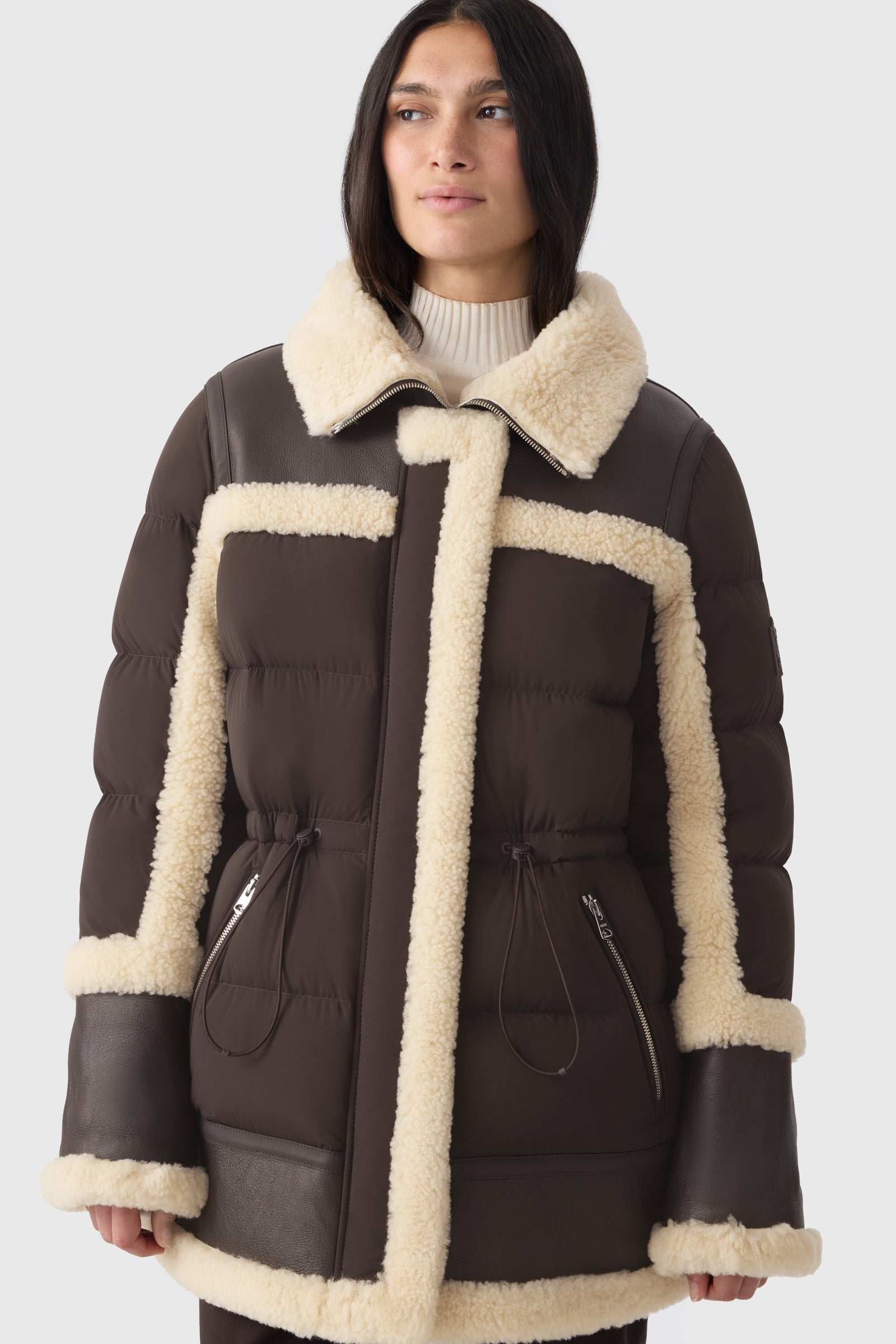 LILIBETH mixed-media shearling Down parka for Women | Mackage® EU