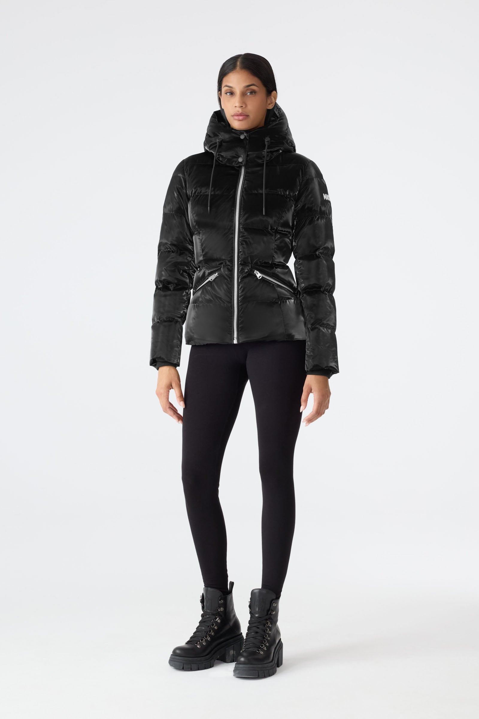 MADALYN-GLO High-Gloss Down Jacket - removable Hood for Women