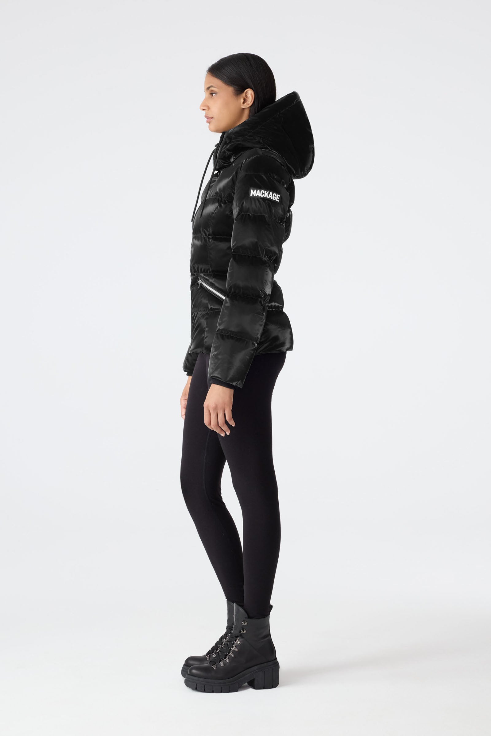 MADALYN-GLO High-Gloss Down Jacket - removable Hood for Women