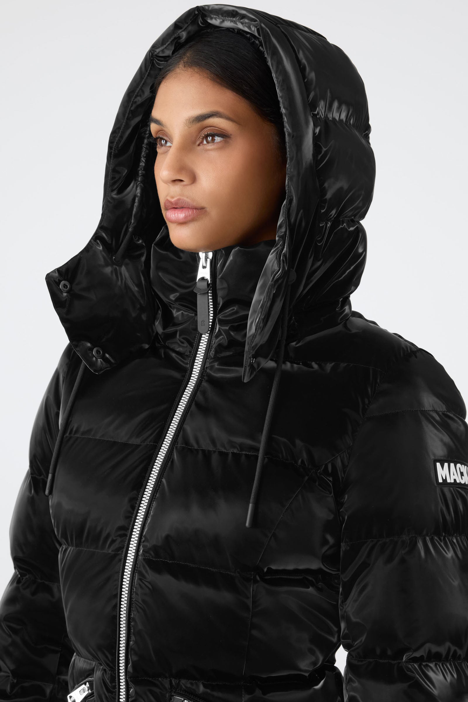 MADALYN-GLO High-Gloss Down Jacket - removable Hood for Women