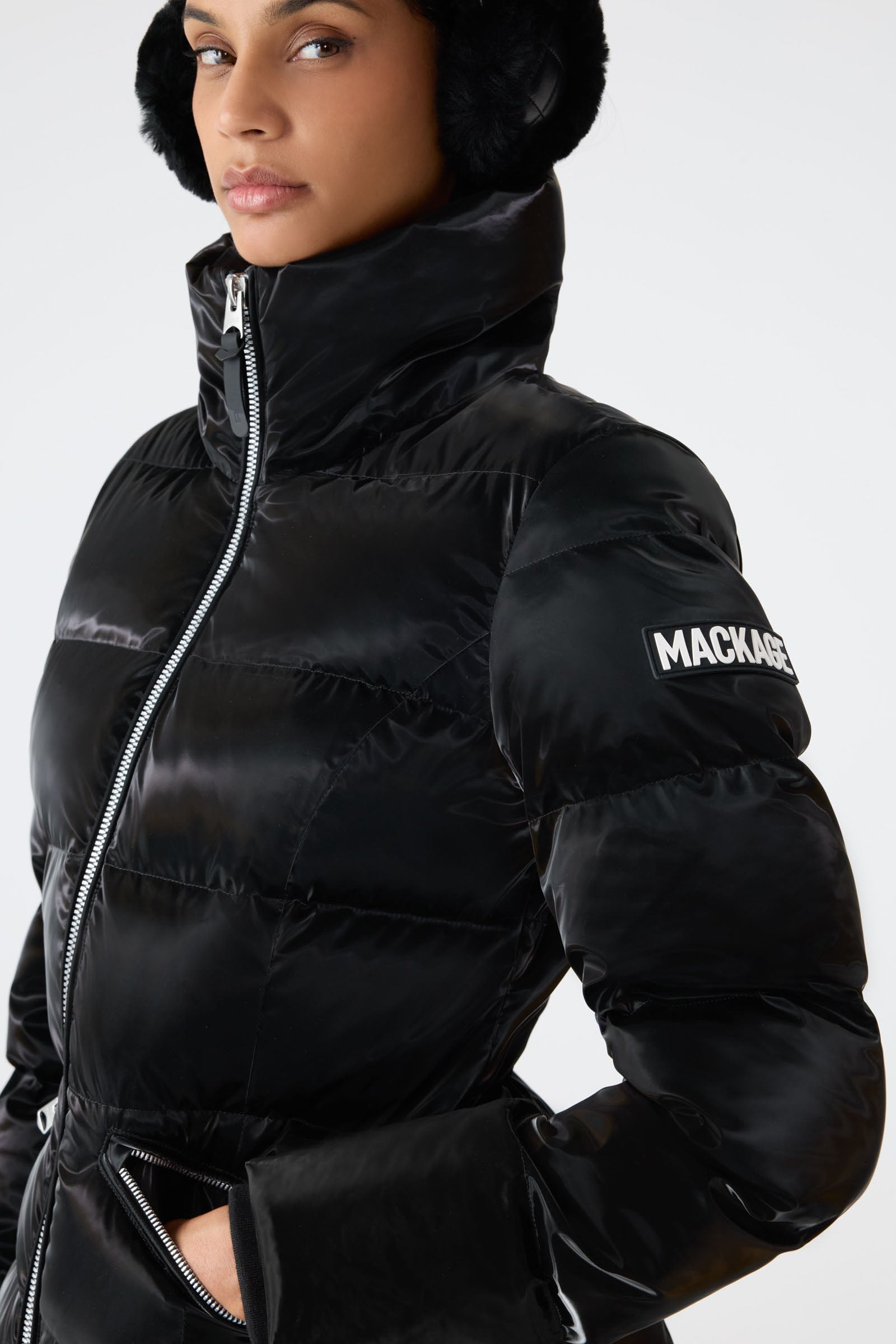 MADALYN-GLO High-Gloss Down Jacket - removable Hood for Women