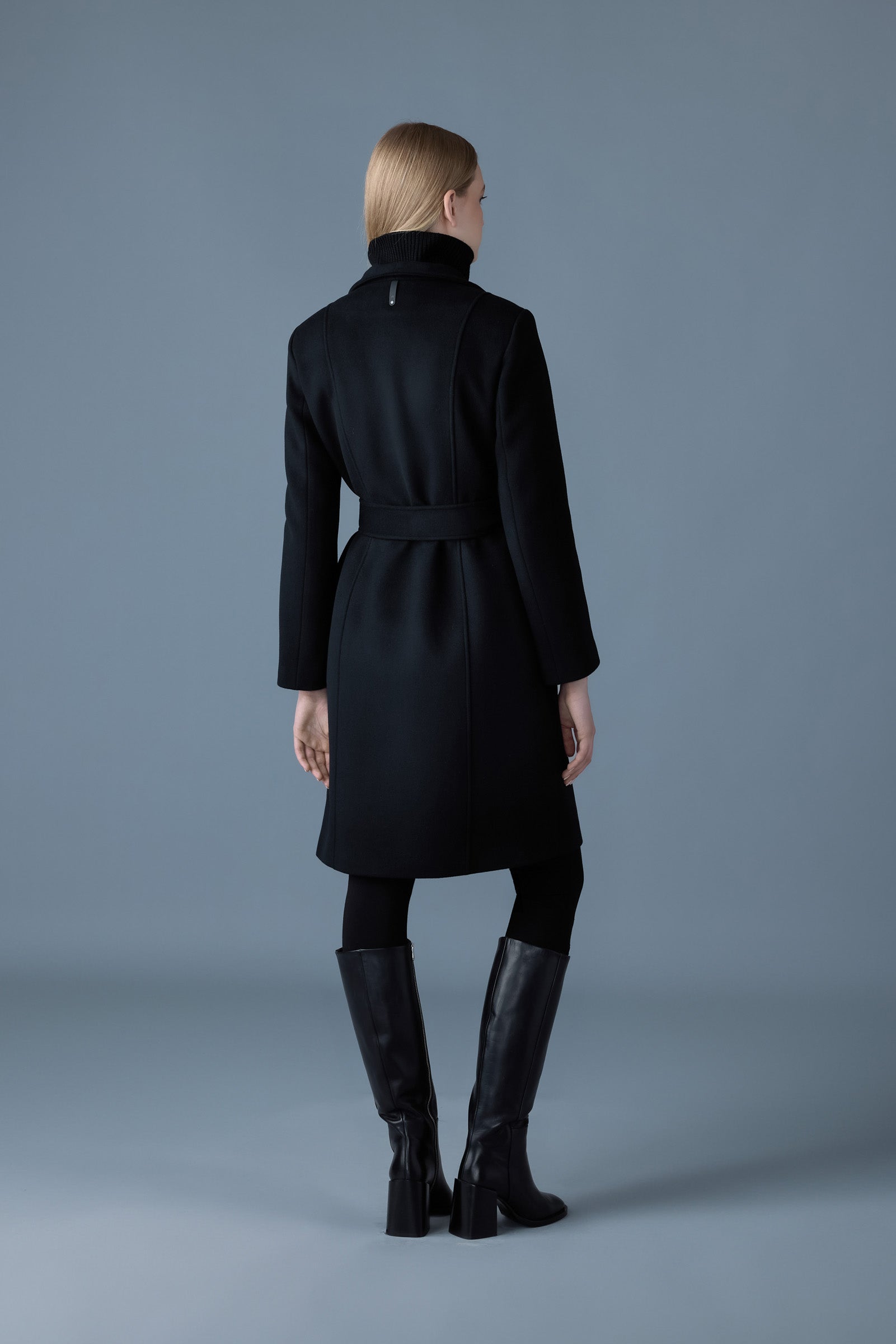 Norita, 2-in-1 double face wool coat with sash for ladies