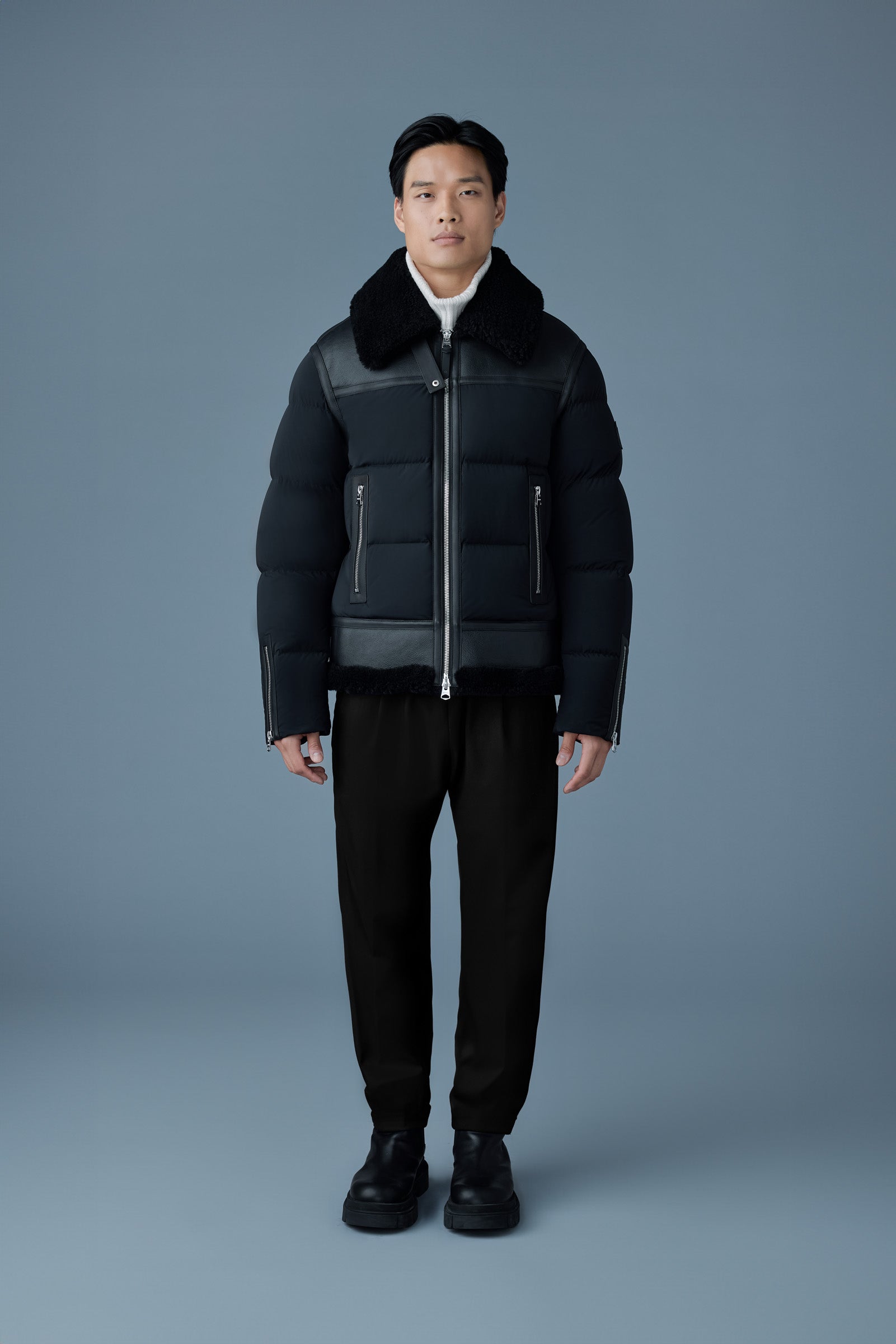 ROBERT mixed-media shearling Down jacket for Men | Mackage® EU