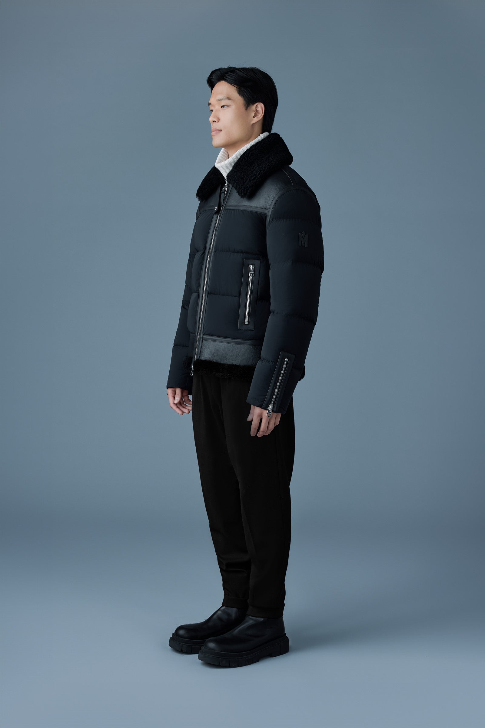 ROBERT mixed-media shearling Down jacket for Men | Mackage® EU