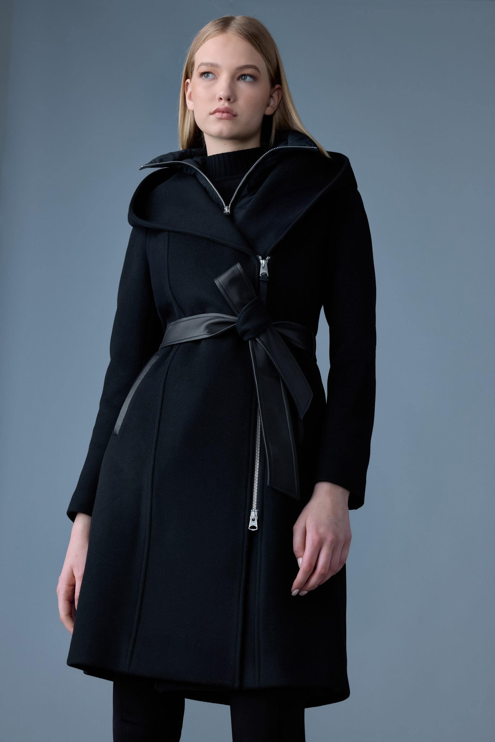 Shia-SLB, 2-in-1 double-face wool coat with removable bib