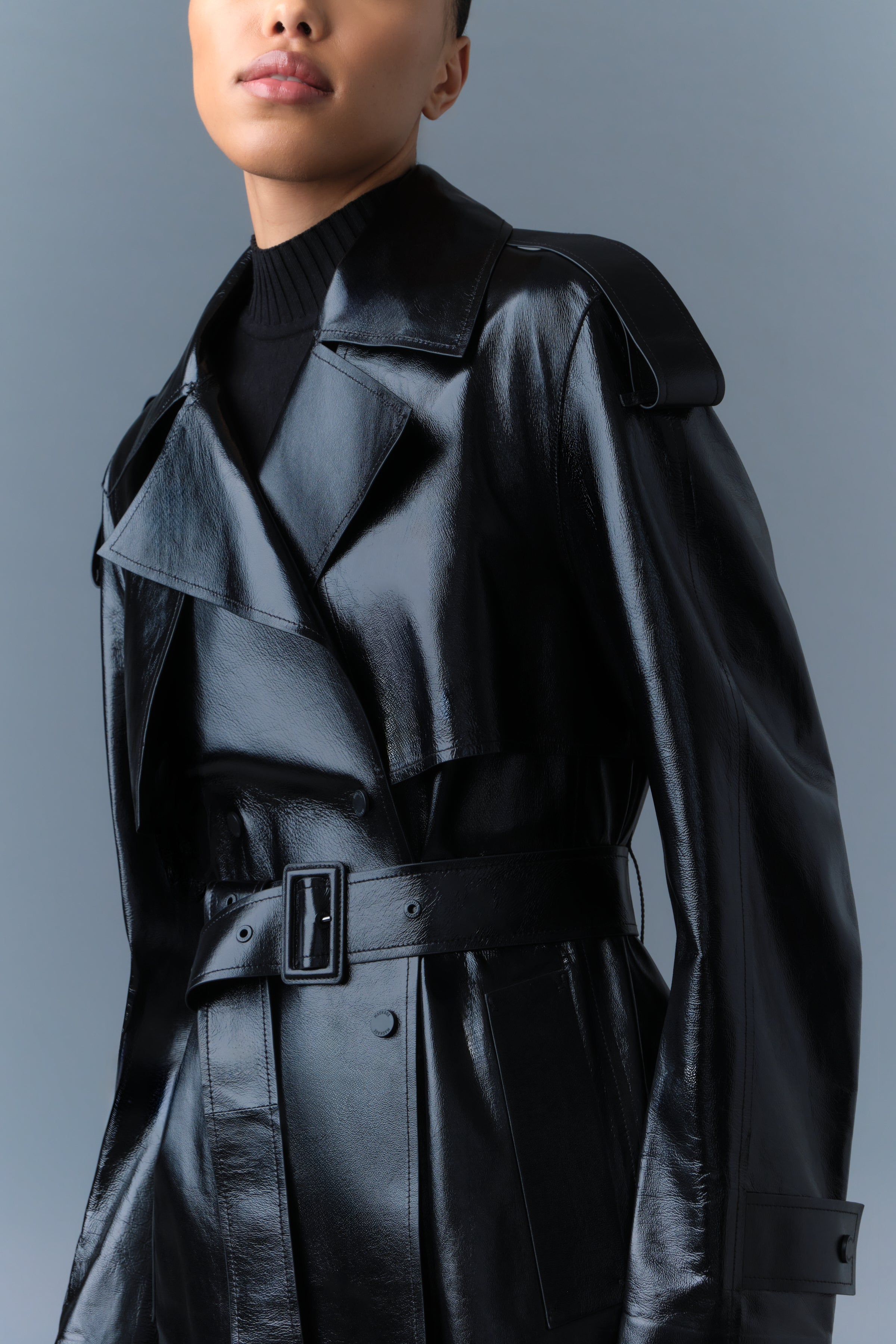 Carmela, Leather trench with belt | Mackage® EU